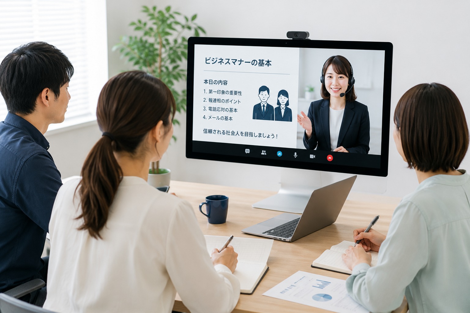 従業員がオンライン研修を受講している様子